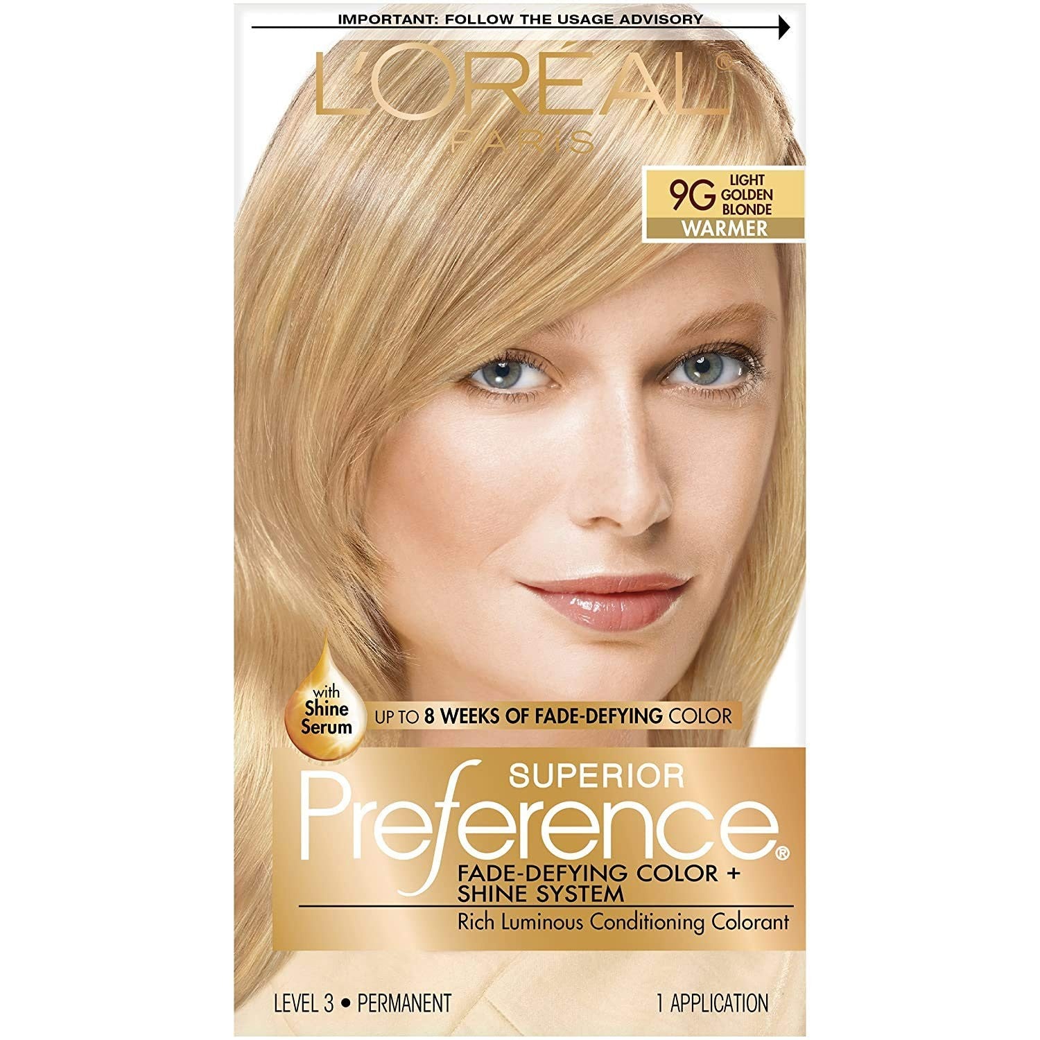 Superior Preference L'Oreal Paris Fade-Defying Shine Dauerhafte Haarfarbe, 9G Helles Goldblond, 1 Packung
