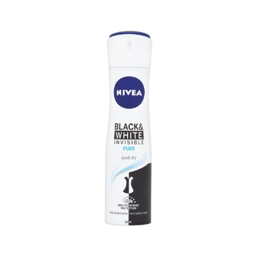 Nivea Black & White Pure Invisible Deodorant 72H 150ml