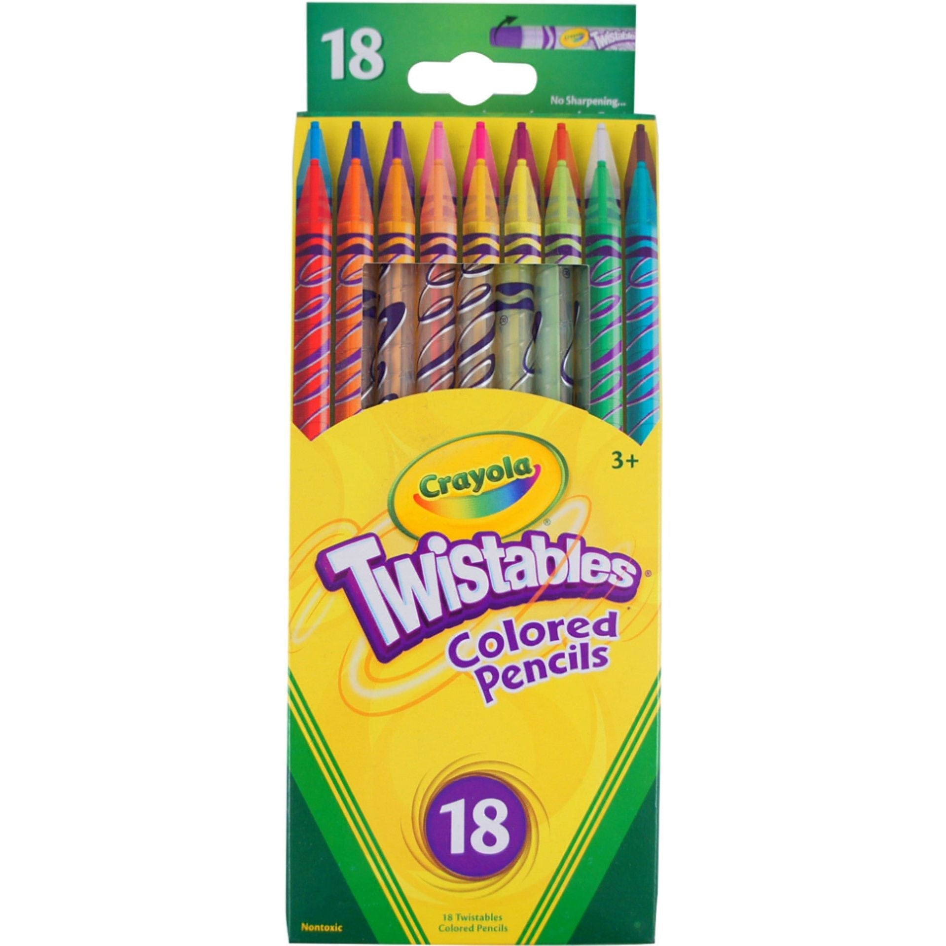 Lapsa me ngjyra Crayola Twistables, 18 ngjyra/paketë