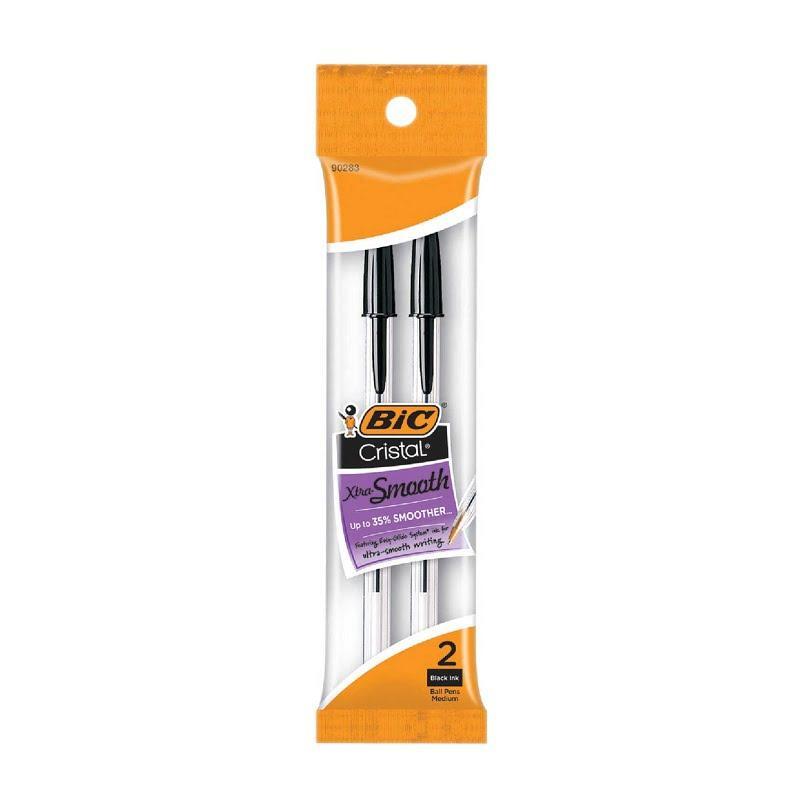 Stilolapsa BIC Cristal Original të Zinj - Paketë me 24 Copë (12 Pako me 2) - Majë Mesatare