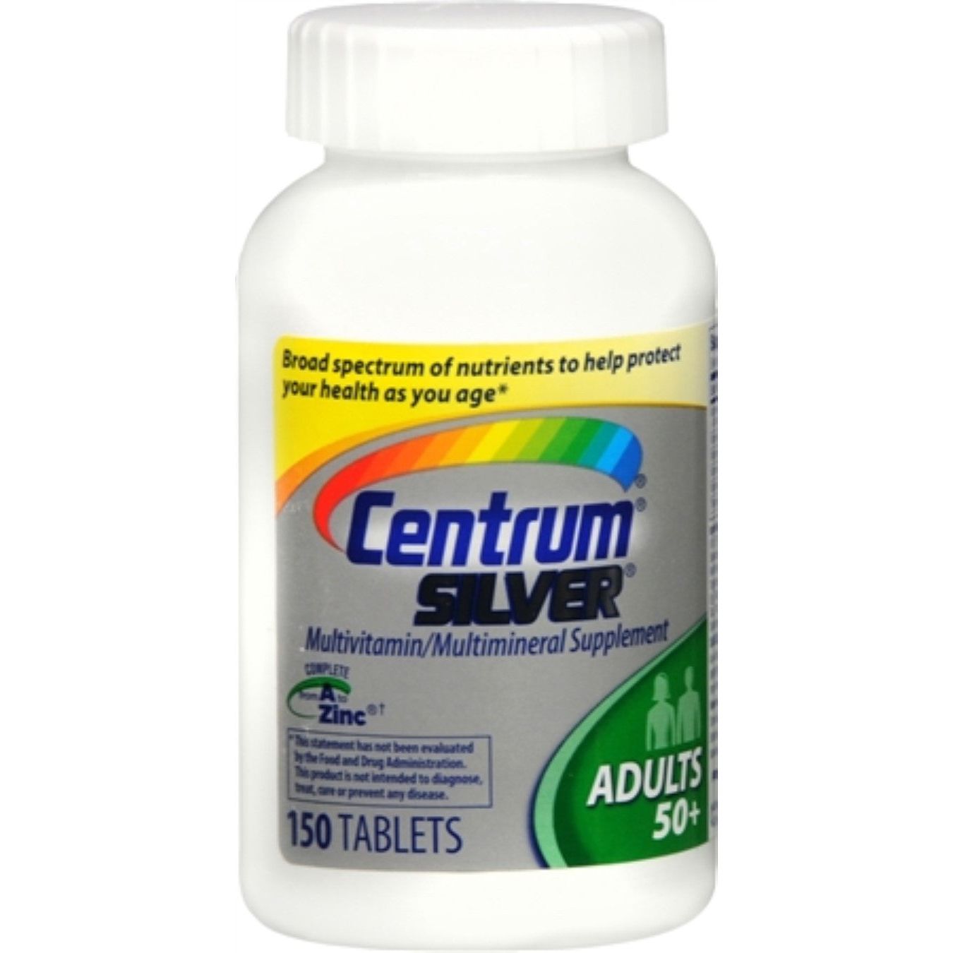 Centrum Silver Multivitaminë për të rritur 50 vjeç e sipër, Suplement Multivitaminash/Multimineralesh me Vitaminë D3, Vitamina B, Kalcium dhe Antioksidantë, Pa Gluten, Përbërës jo-OMGJ
