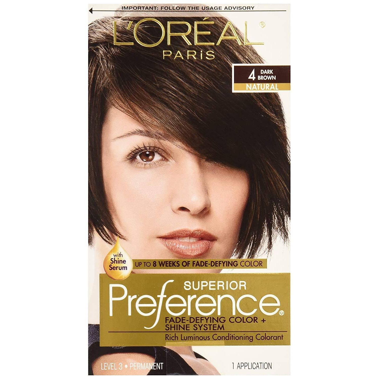 Superior Preference L'Oréal Paris 4 Dunkelbraun Natur Stufe 3 Permanente Haarfarbe, 1 Anwendung