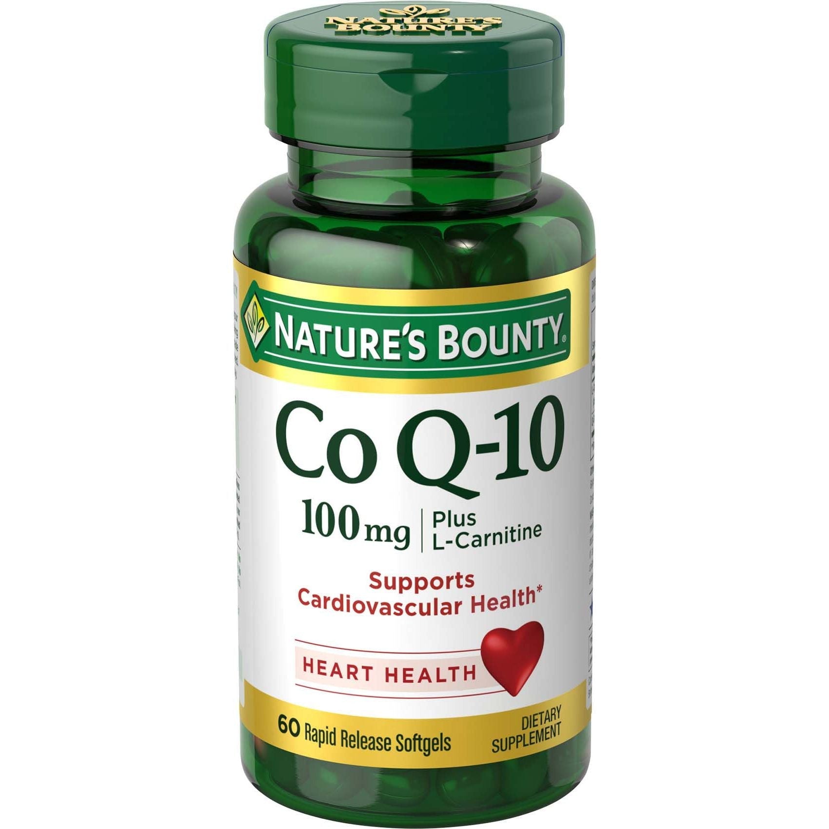 Nature's Bounty Co Q-10, Plus L-Carnitin, 100 Mg, schnell freisetzende Softgels