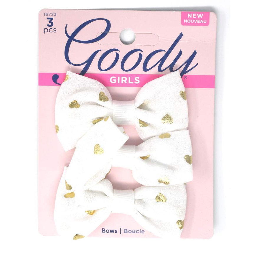 Goody Girls weiße Haarschleifen mit Herz-Haarspangen 7 cm – 3 Stück