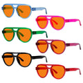 6er Pack 100% Blaulichtfilter-Brillen Orangefarbene Gläser Metallfreies Schraubenloses Pilotenmodell R2312-B98