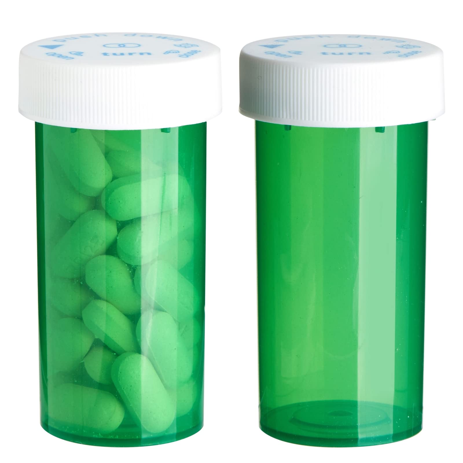 1-Clic™ Clear-Vu Grüne kindergesicherte Behälter – 13 Dram, 200 Stück (Apothekenfläschchen)