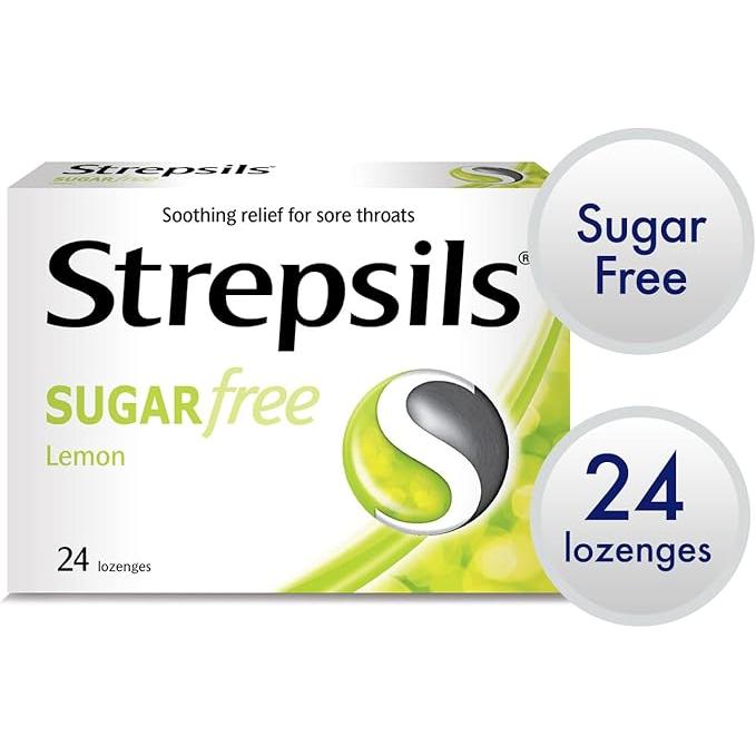 Strepsils Citron Pastillen Zuckerfrei Halsschmerzmittel Packung mit 24