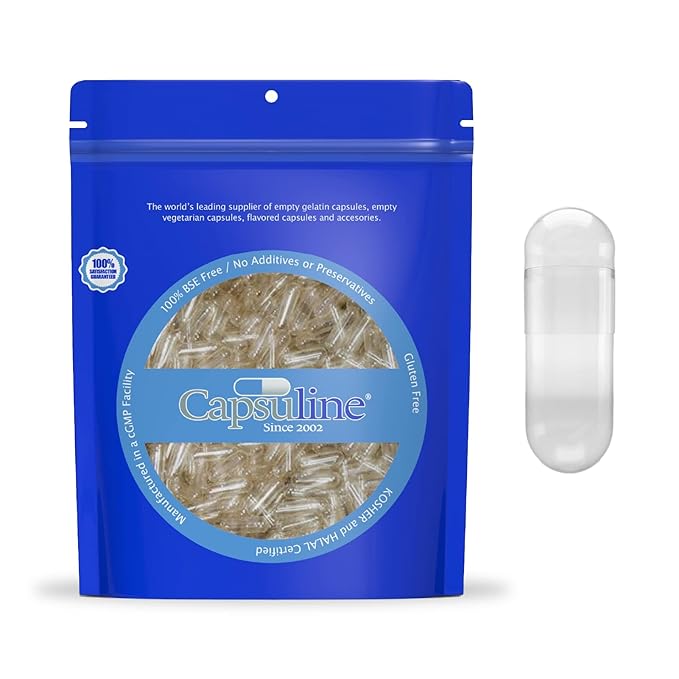 KAPSULA ZELATINE TË ZBRAZËTA, MADHËSIA 00, TË QARTA NGA CAPSULINE - 1000 KAPSULA - KAPSULA ZELATINE - 1000