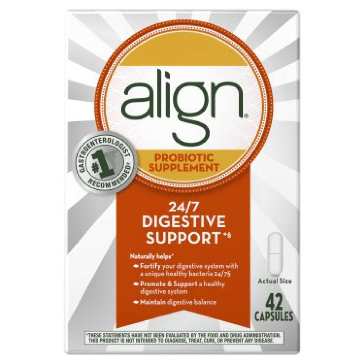 Align Probiotic, Probiotika für Frauen und Männer, Tägliche Nahrungsergänzung Verdauungsgesundheit, Nummer 1 Empfohlen von Ärzten und Gastroenterologen, 42 Kapseln