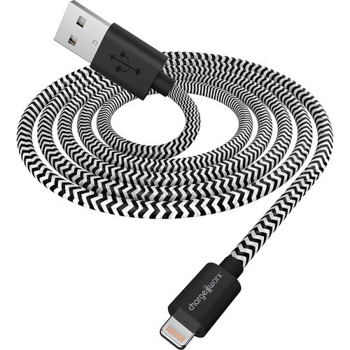 ChargeWorx 6 Zoll Lightning geflochtenes Sync & Ladekabel – Schwarz