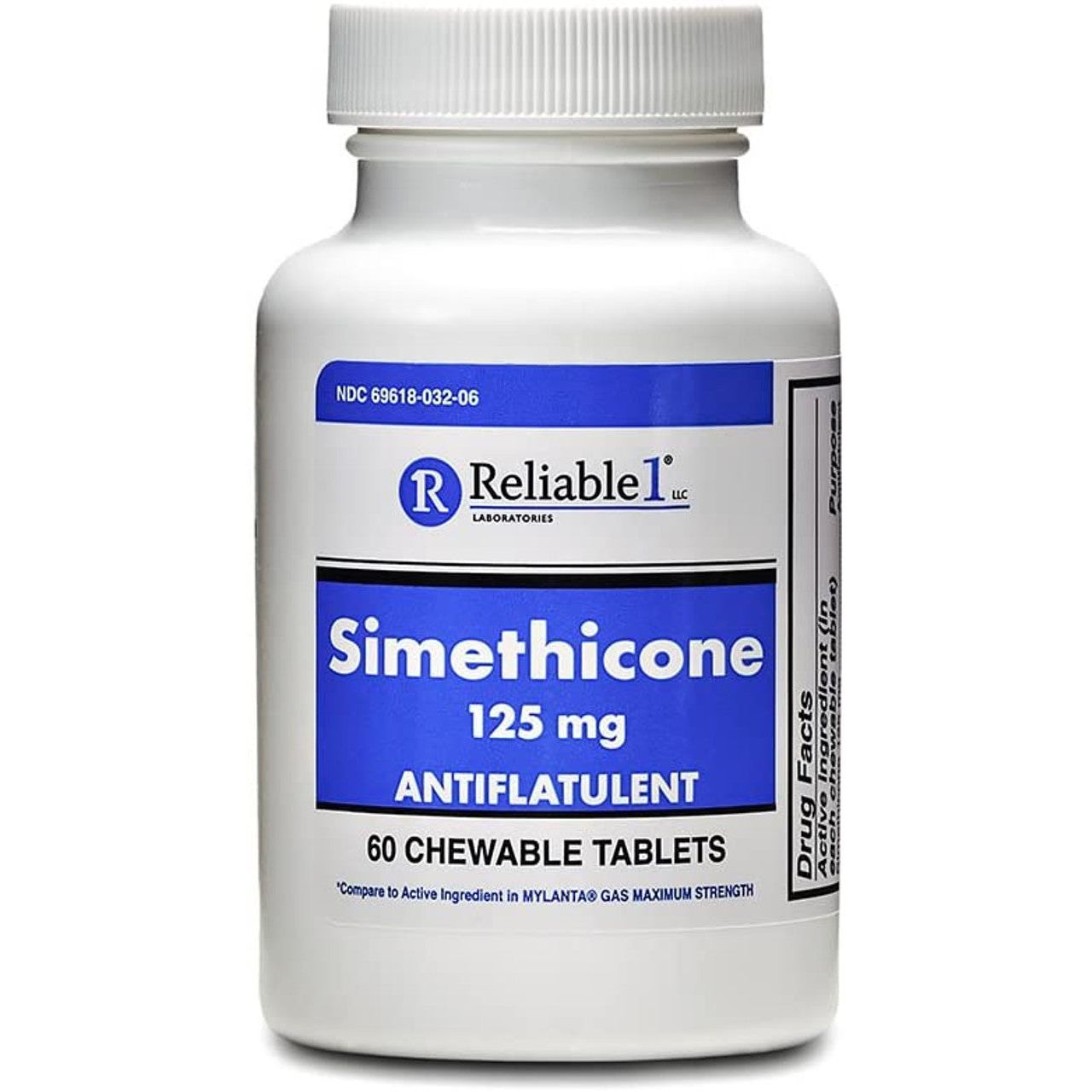 Reliable-1 Laboratories Simethicon Antiflatulenz, 125 mg Kautabletten, 60/Flasche