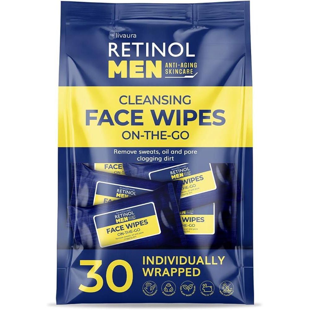 Retinol Men On-The-Go Reinigungs-Gesichtstücher 30 einzeln verpackt