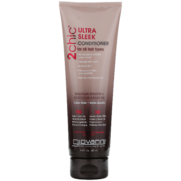 Giovanni 2chic Ultra-Sleek Conditioner, Brasilianisches Keratin & Arganöl, 250 ml