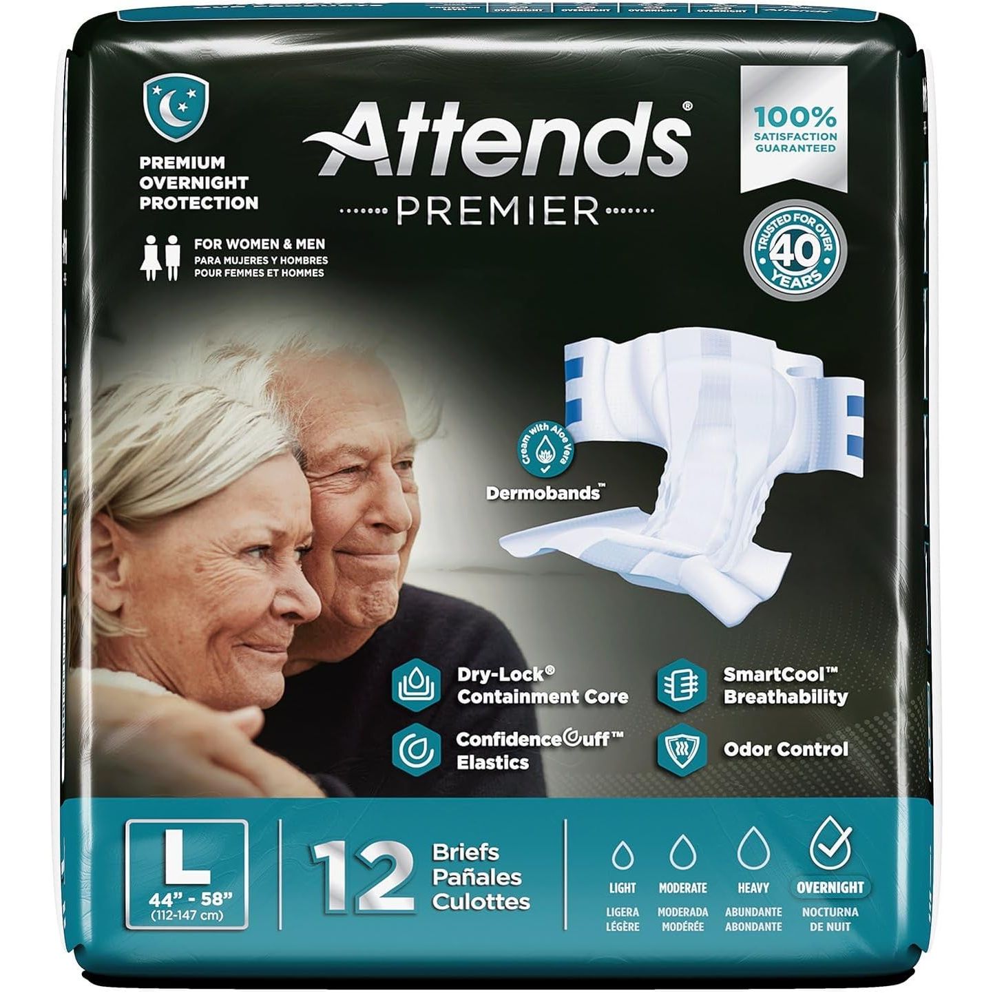 Attends Premier Erwachsenen-Einweg-Windelhosen SmartCool® L 44-58" 12x