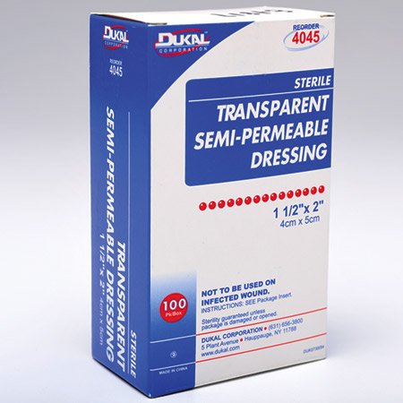 DUKAL Transparenter Verband, 5,1 cm x 7 cm, Karton mit 100 Verbänden