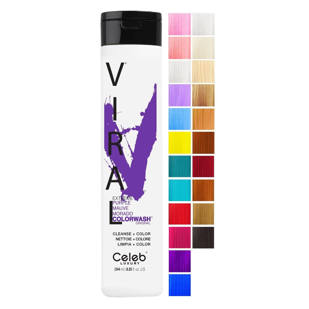 Shampo e Celeb Luxury Viral Colorwash, Shampo Profesionale Gjysmë-permanente për Ngjyrosjen e Flokëve, Vjollcë