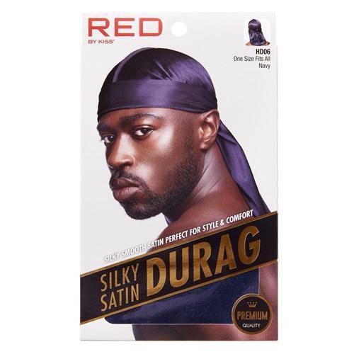 Red By Kiss Premium seidiger Satin Durag - Marineblau, verbesserte, extralange Bänder HD06