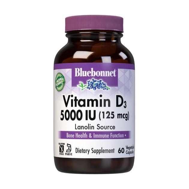 Bluebonnet Vitamin D3 5000 IE pflanzliche Kapseln, 100 Stück