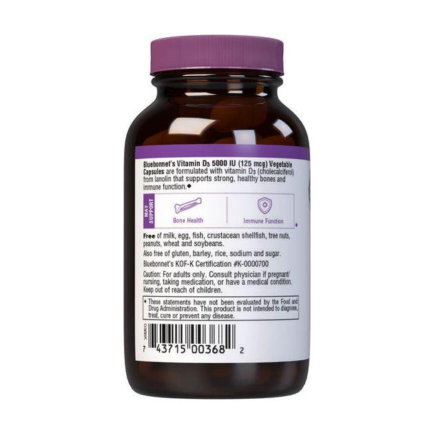 Bluebonnet Vitamin D3 5000 IE pflanzliche Kapseln, 100 Stück