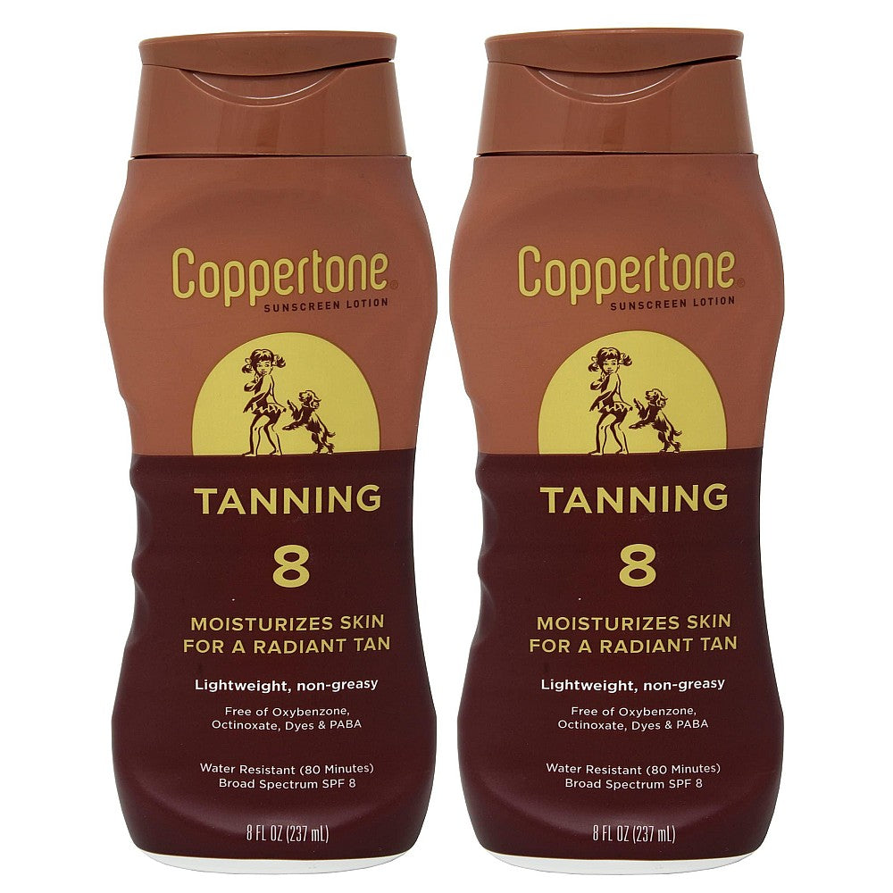 Locionë për nxirje dhe shkëlqim Coppertone me vitaminë E SPF 8, 8 fl. oz.