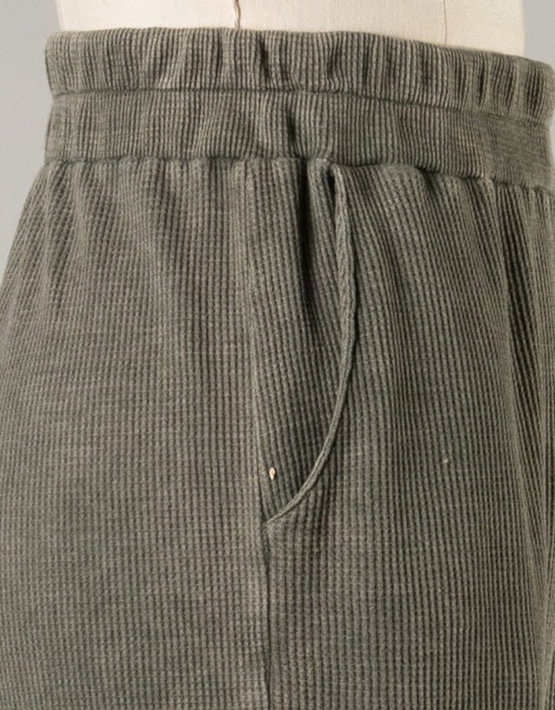 Wendy Mineral Wash Waffle Pants - Olive