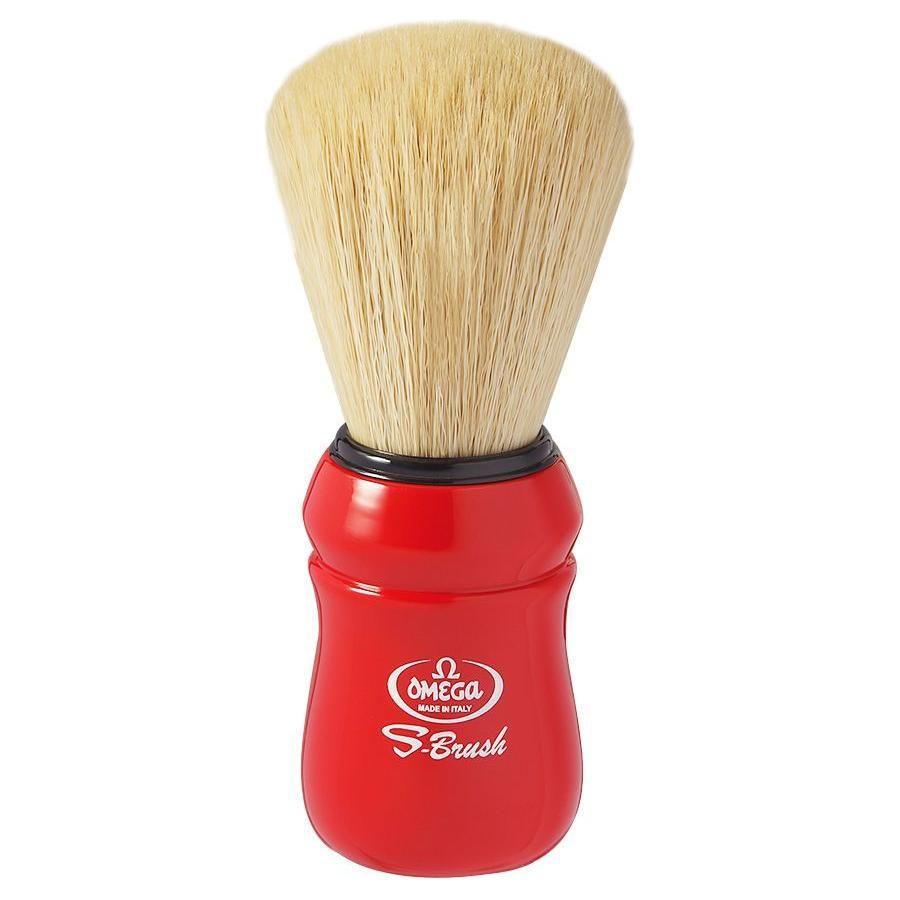 Omega S10049 S-brush Synthetischer Rasierpinsel - Verschiedene Farben (Rot, Weiß, Schwarz)