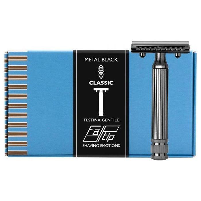 Fatip Classic Metall Schwarz Testina Gentile Closed Comb Rasierhobel 42123