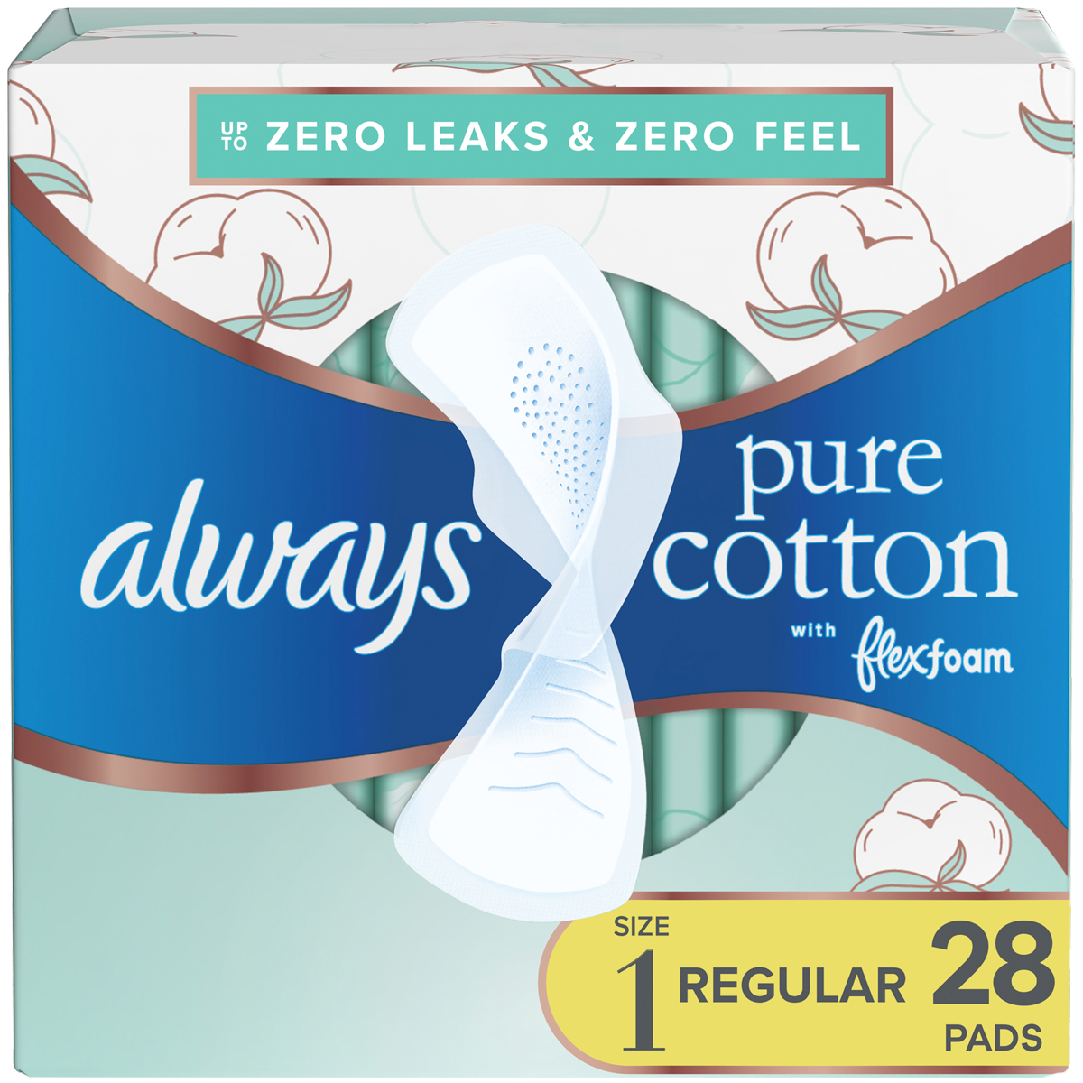 Always Pure Cotton FlexFoam Größe 1 Normale Saugfähigkeit 3 Packungen à 28 Stück