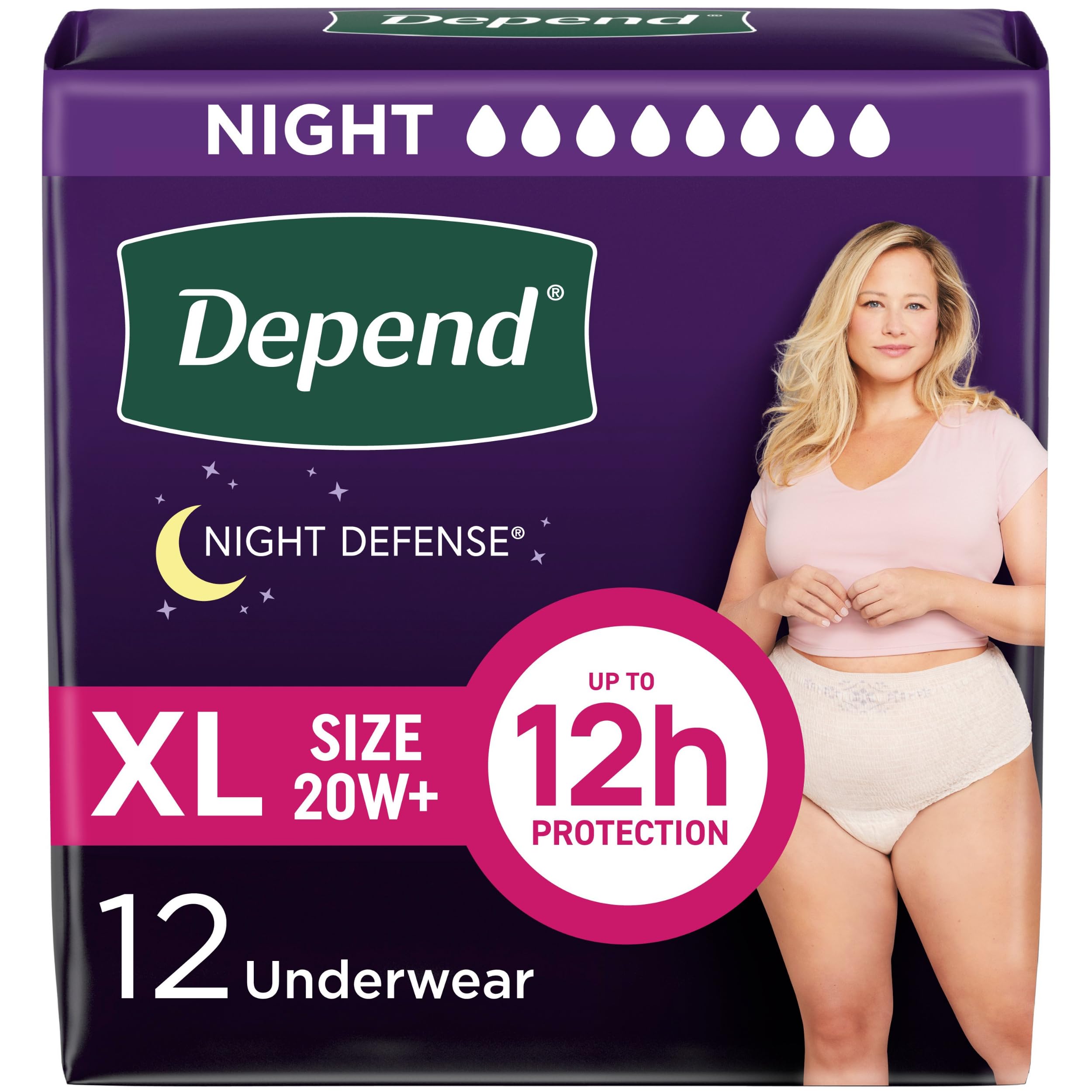 Brenda Depend Silhouette Përthithje Maksimale për Gratë, Të Mëdha - 24 Copë (2 Pako me 12)