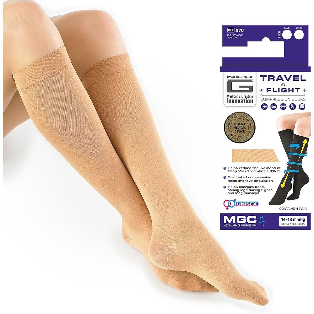 Neo G Energizing Kompressions-Kniestrümpfe – Beige, Medium