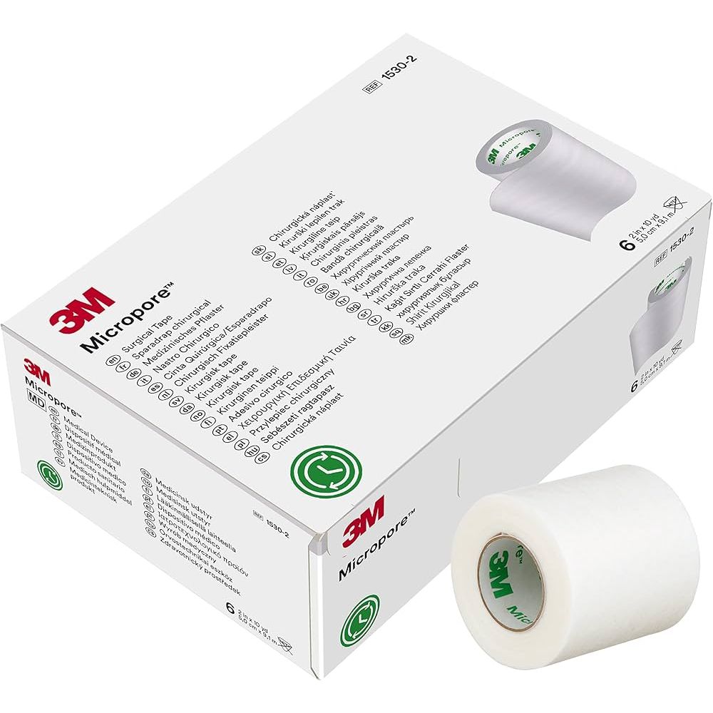 3M Micropore Shirit Kirurgjikal Letre, 2 inç, kuti me 6 copë