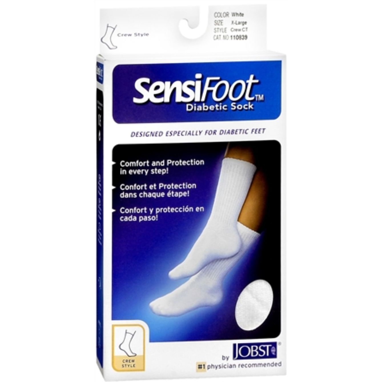 Jobst Sensifoot 8 - 15 Diabetiker Crew Socken Weiß Ex-Large
