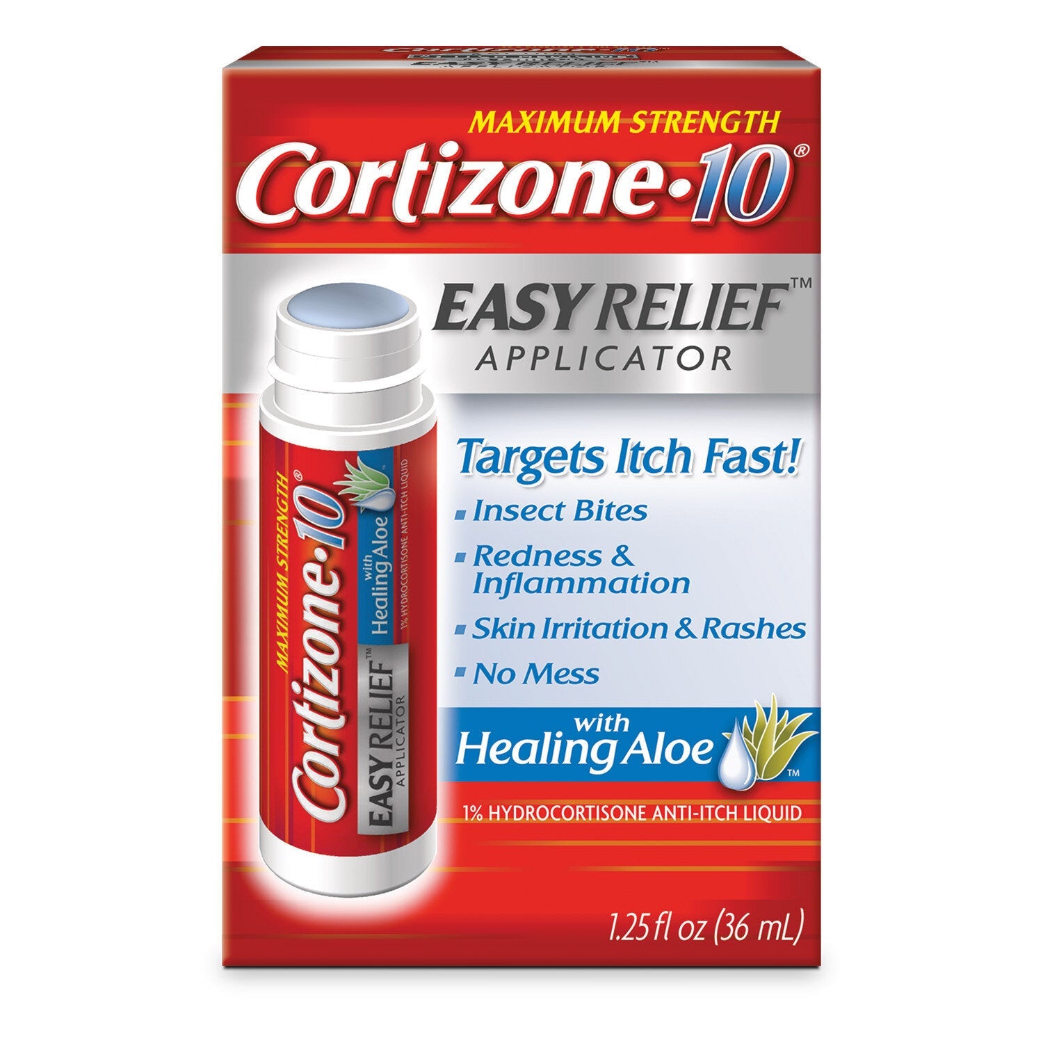 Cortizone-10 Maximale Stärke Easy Relief Anti-Juckreiz Flüssigkeitsapplikator, 1.25 fl oz