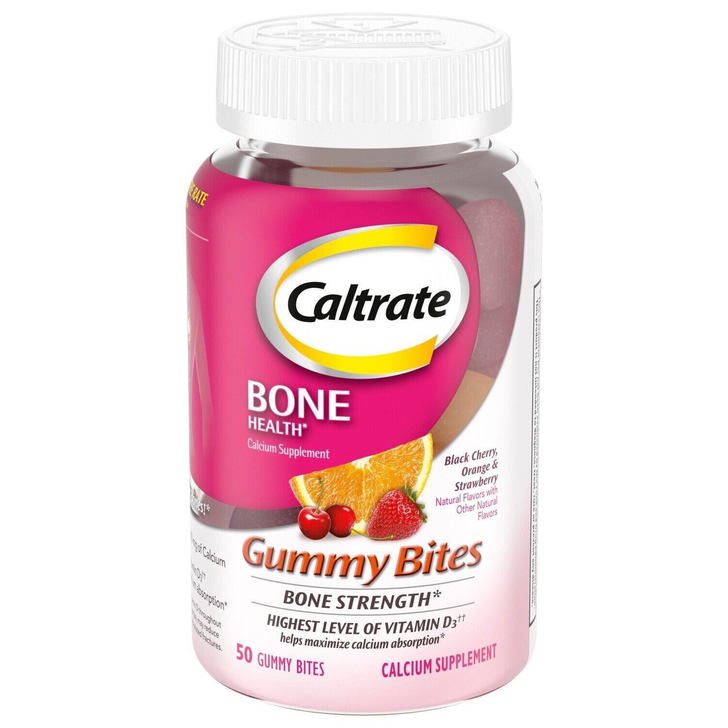 Caltrate Knochengesundheit, Gummy Bites, Schwarze Kirsche, Orange & Erdbeere