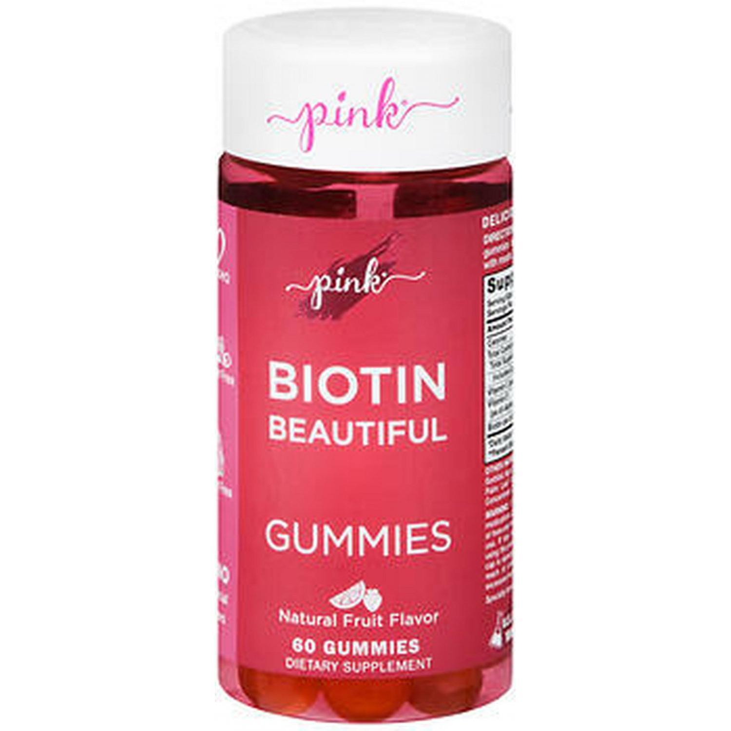 Pink Vitamins Biotin Beautiful Gummies - Natürliche Frucht - 60 Stück