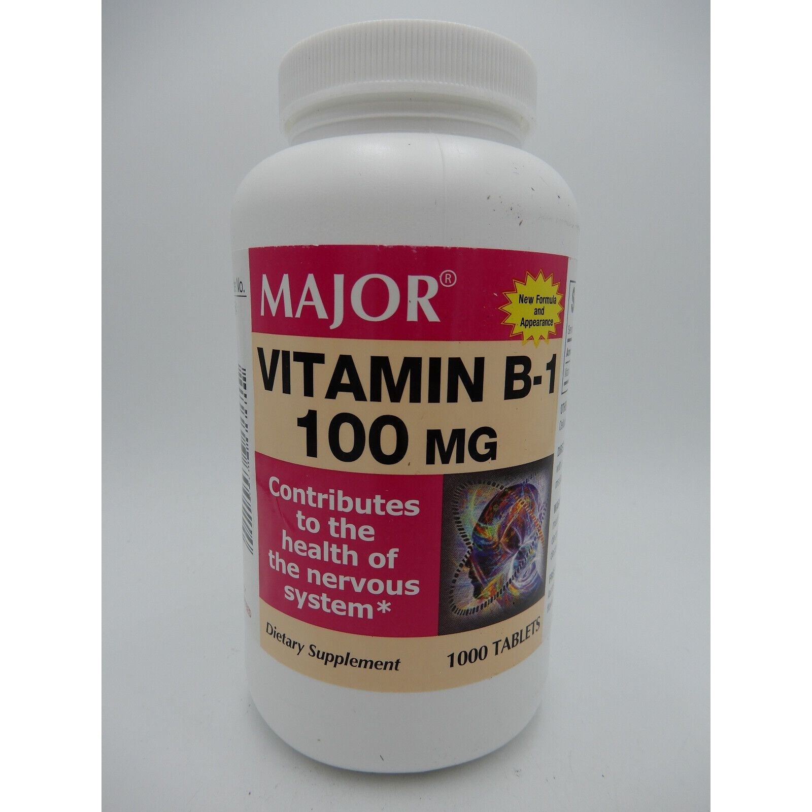 Major Vitamin B-1 100 mg für die Gesundheit des Nervensystems, 1000 Tabletten 810006700114VL