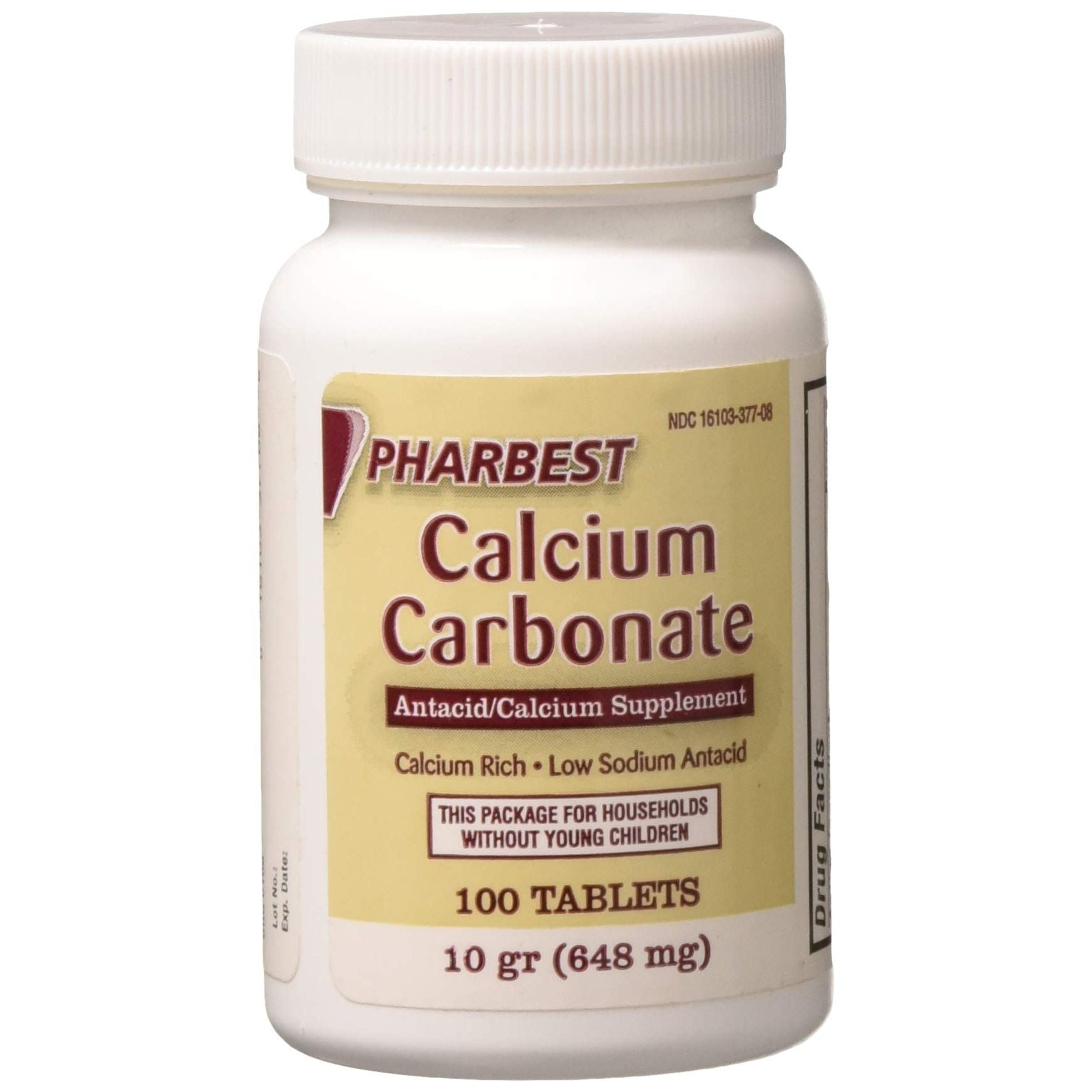 Pharbest Kalcium Karbonat 648 mg (10 Kokrra) Antiacid & Suplement Kalciumi, 100 Tableta