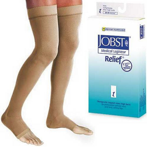 Jobst Relief Oberschenkelstrumpf mit Haftband, offene Spitze 20-30 mmHg Beige