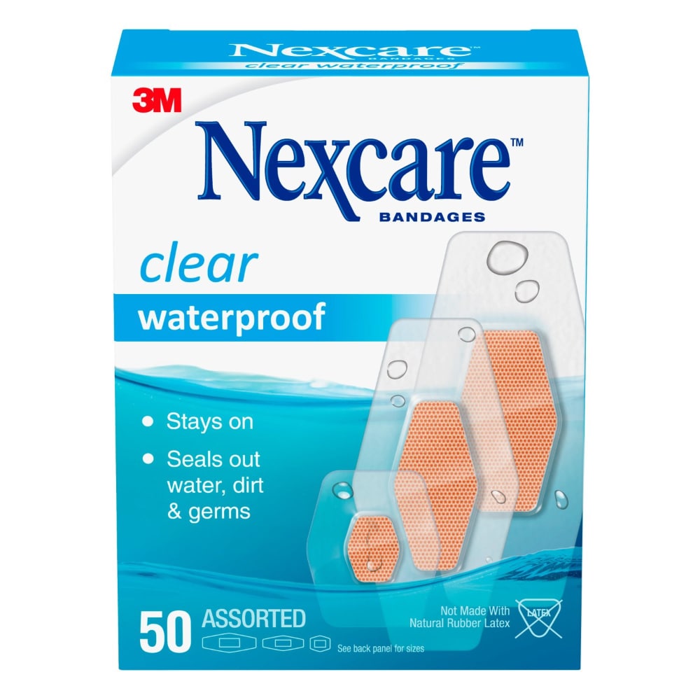 Nexcare 3M Wasserdichte, transparente Pflaster, verschiedene Größen, 50 Stück/Box