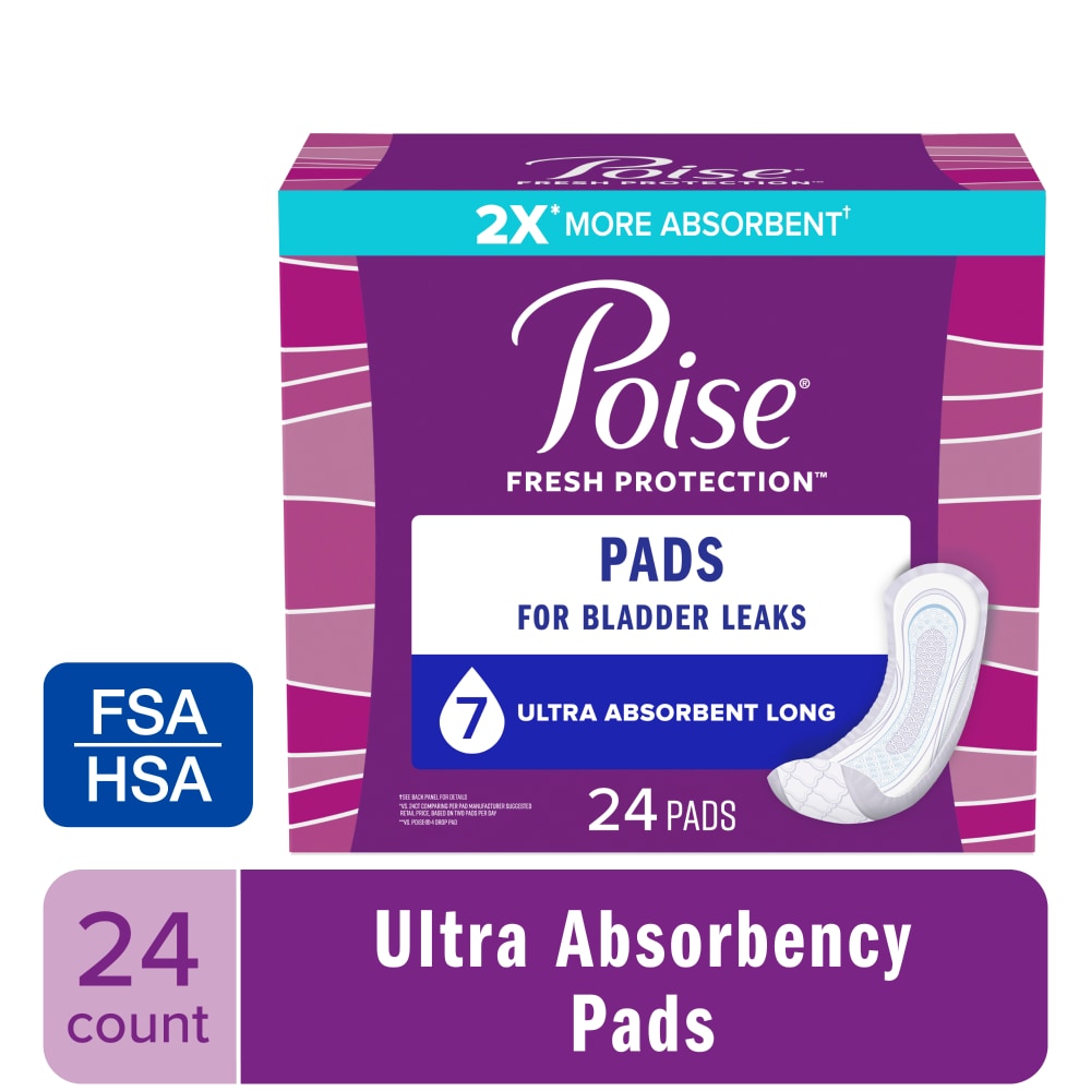Poise Long Incontinence & Postpartum Pads - 7 Pika Ultra