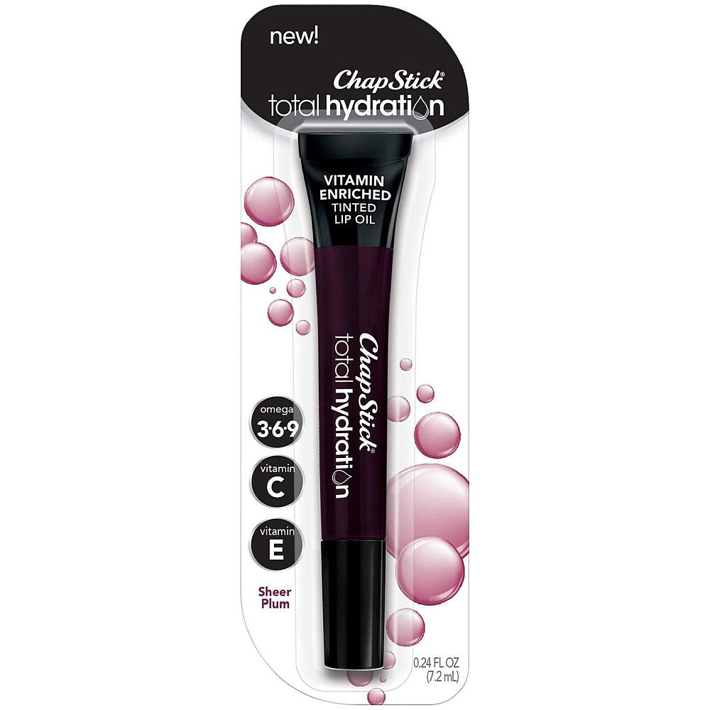 Vaj buzësh ChapStick Total Hydration me nuancë të lehtë kumbulle me vitamina, 0.24 Oz
