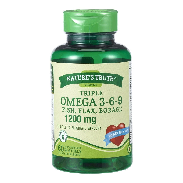 Nature's Truth Triple Omega 3-6-9 Fisch, Flachs, Borretsch 3.600 mg