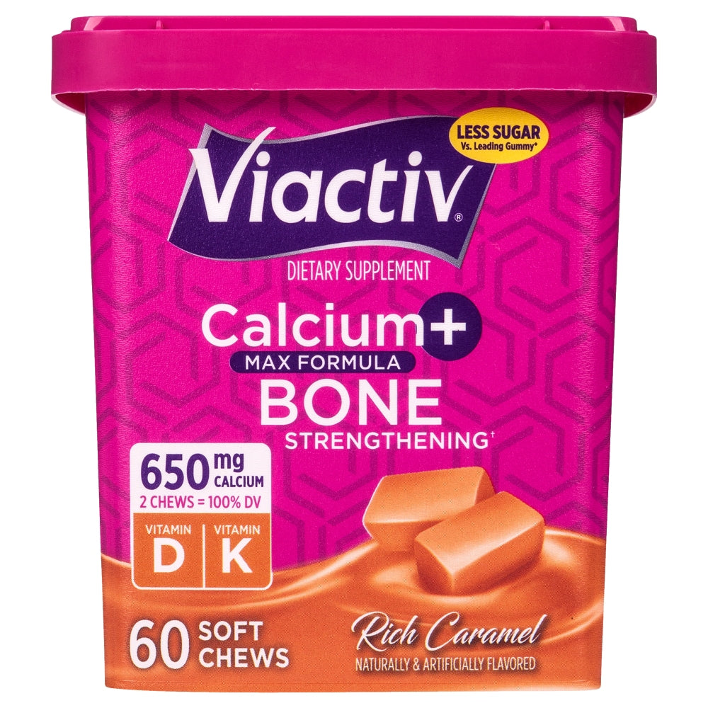 Viactiv Kalcium + Ngrënës të butë për forcimin e kockave, Karamel i pasur, 60 copë