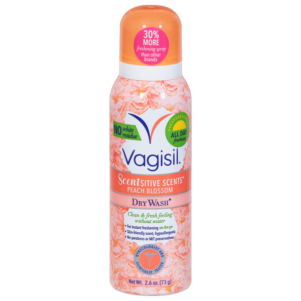 Vagisil Scentsitive Scents Spray për Pastrim të Thatë, Luleshtrydhe, 73.7 gr
