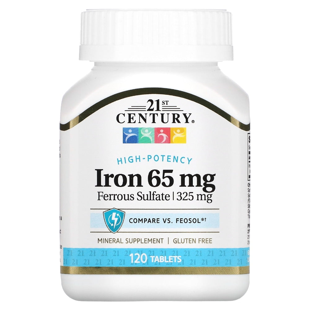21st Century Eisensulfat 65mg Eisenpräparat – 100 Tabletten – Unterstützt Eisenmangel & Vitalität