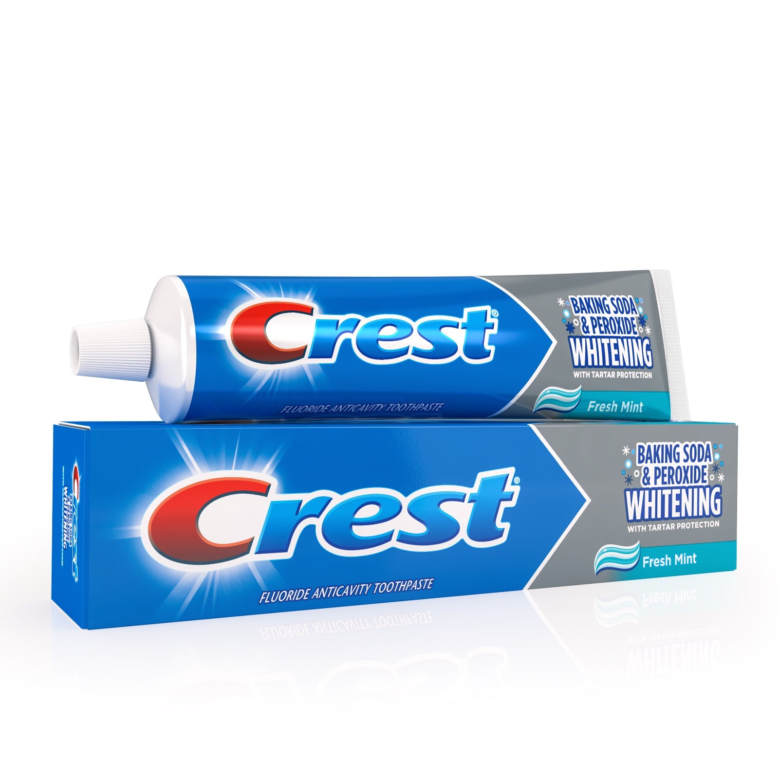Pastë dhëmbësh Crest me sodë buke dhe peroksid, zbardhuese me mbrojtje nga tartari - mente e freskët