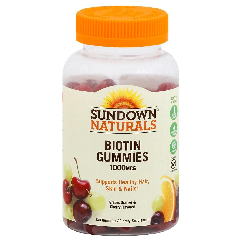 Sundown Naturals Biotin Gummis, Traube-Orange-Kirsche, 1000 µg