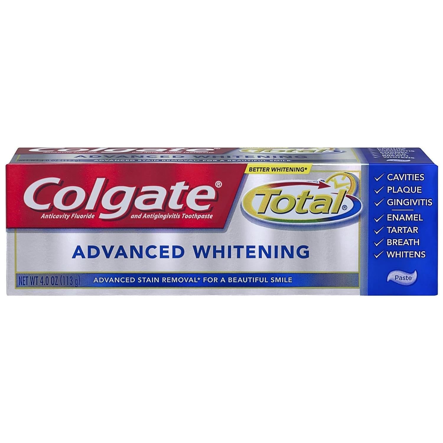 Colgate Total Zahnpasta, Kariesschutz und Zahnfleischschutz, Fortgeschrittene Aufhellung, Paste