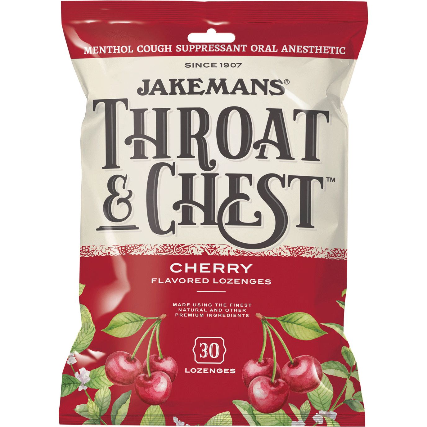 Jakemans Hals- und Brustbonbons, Kirsch-Menthol, 30 Stück