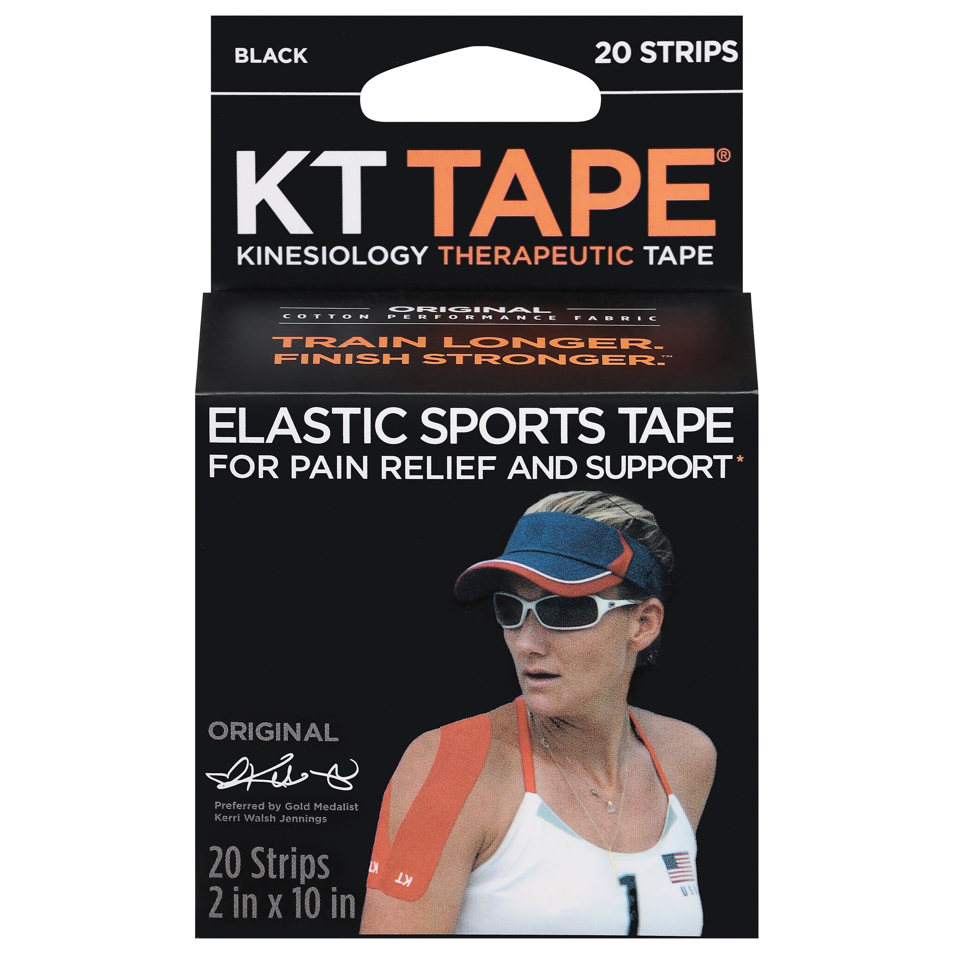 KT Tape Original Baumwolle Schwarz Kinesiologisches Therapeutisches
